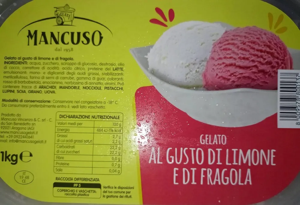 Gelato limone e fragola