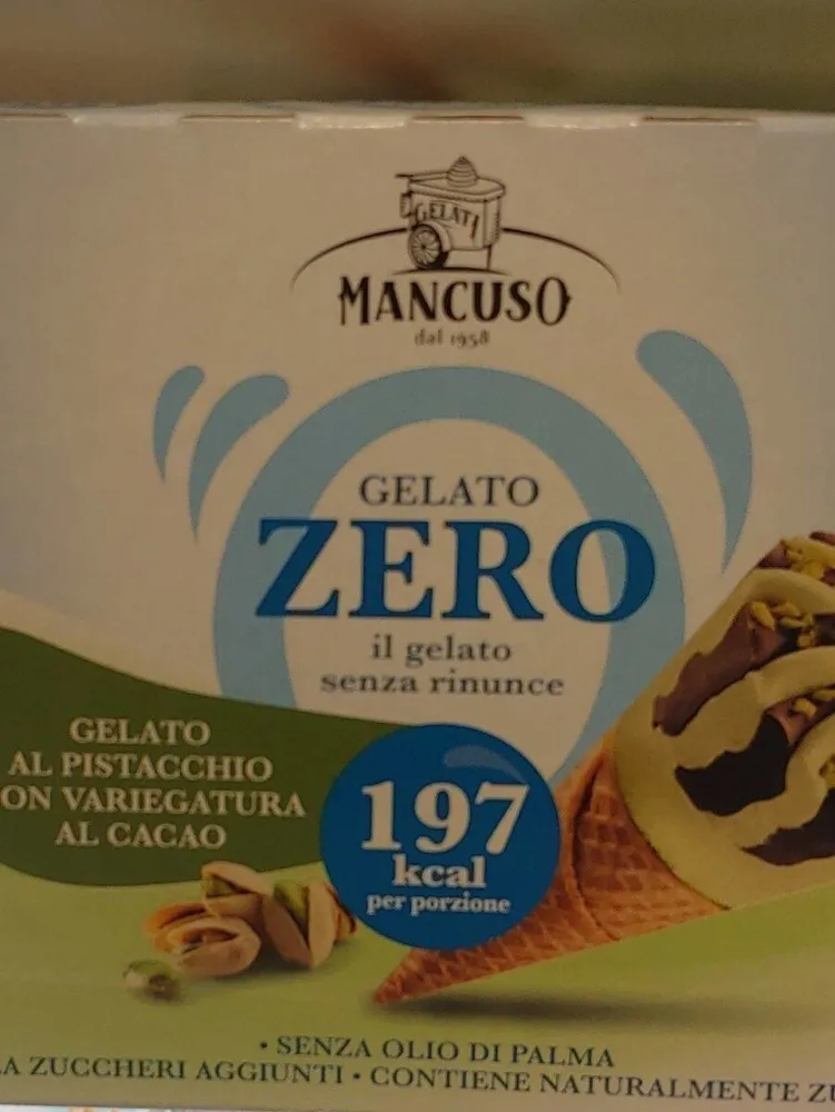 Gelato al pistacchio con caricatura al cacao