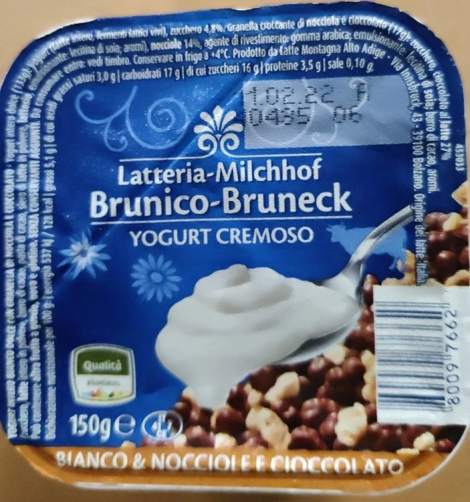 Yogurt cremoso bianco nocciole e cioccolato