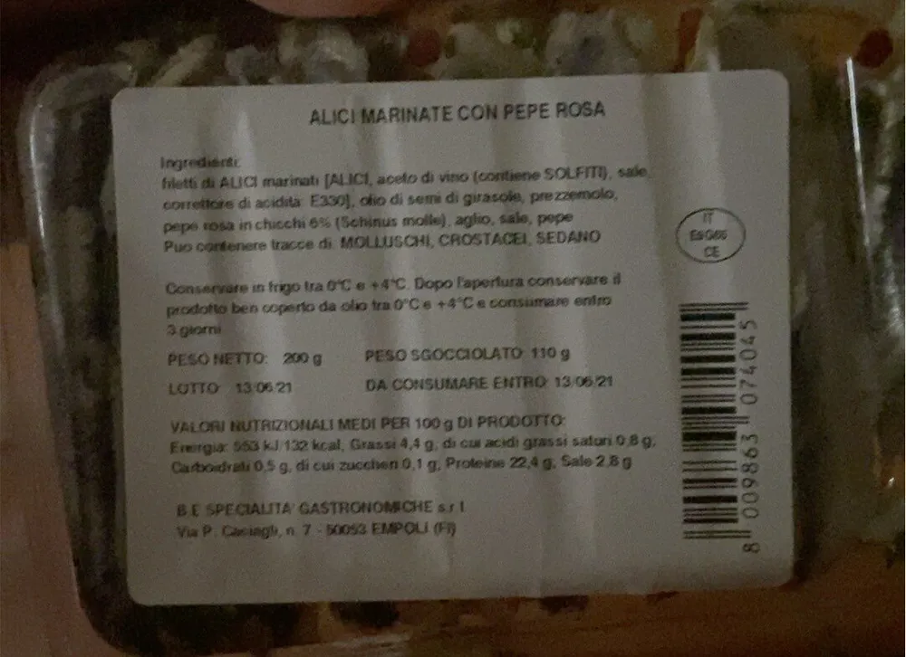 Alici marinate con pepe rosa
