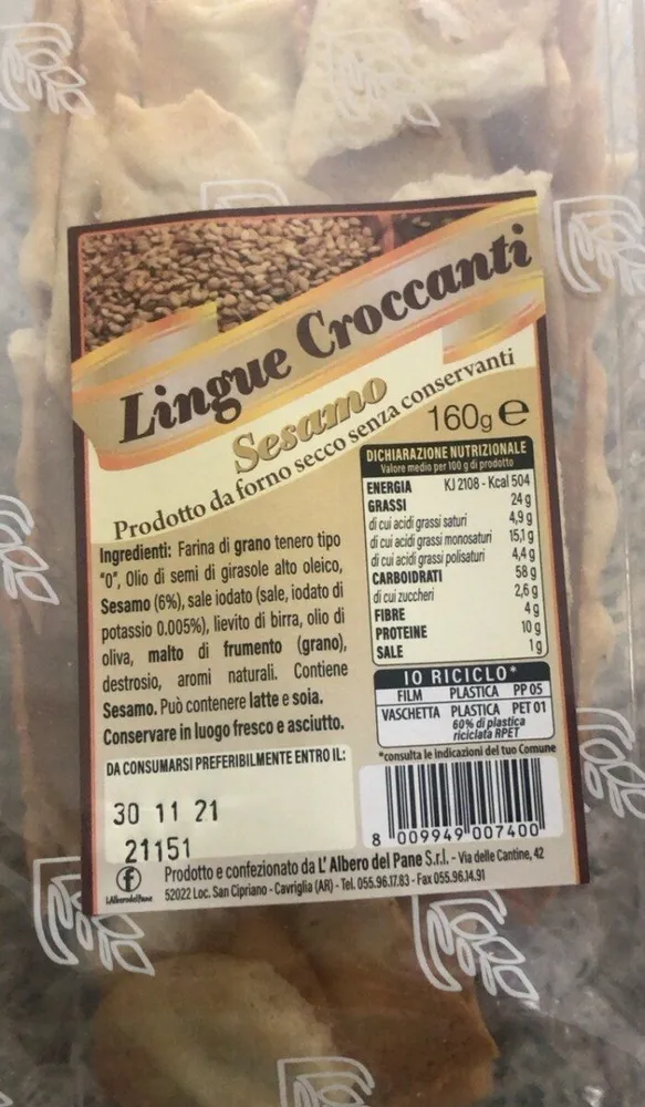 Lingue croccanti sesamo