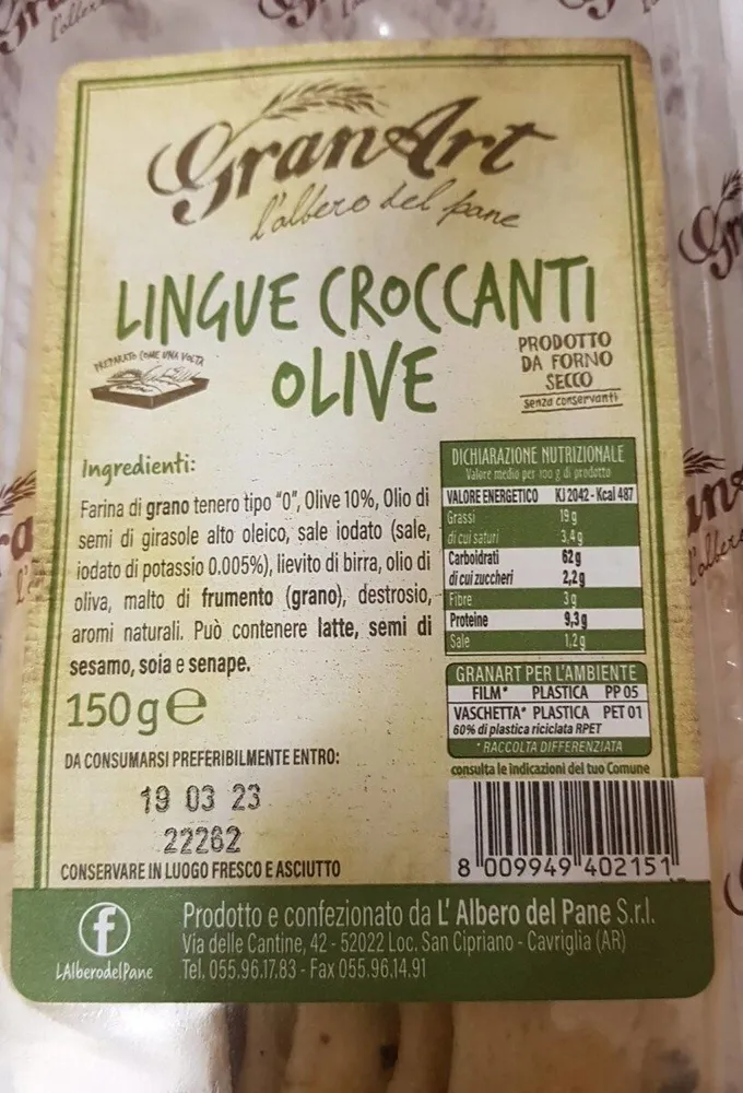 Lingue croccanti olive