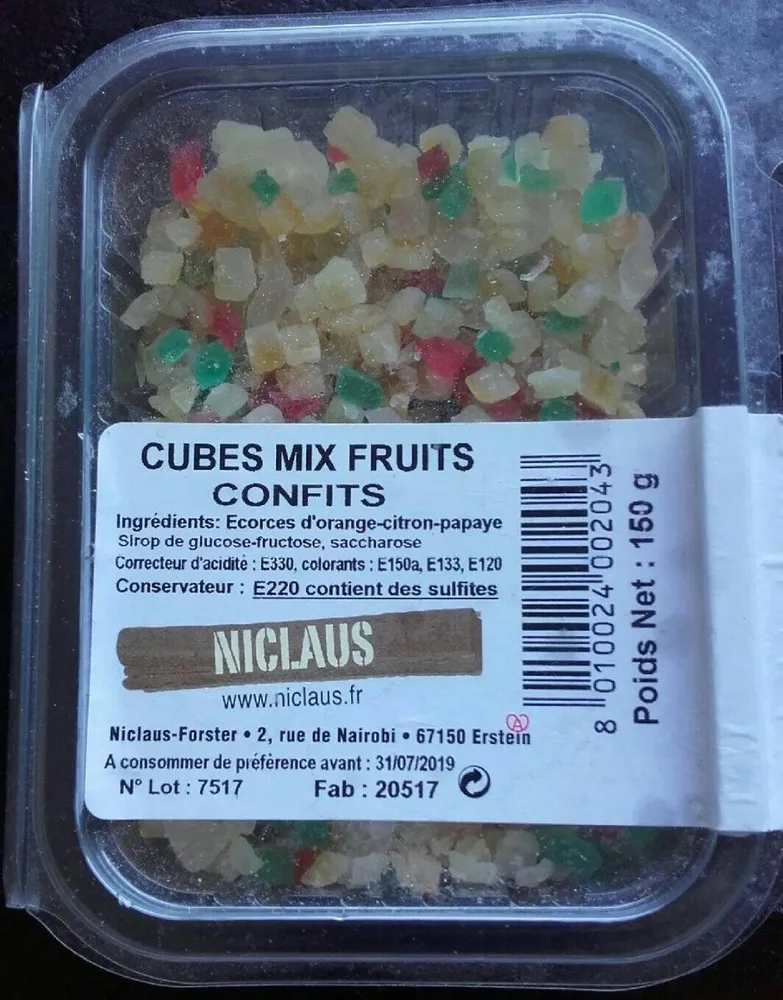 Cube mix fruits confits