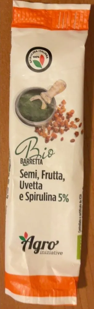 Bio barretta semi, frutta, uvetta e spirulina 5%