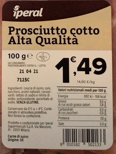 Prosciutto cotto