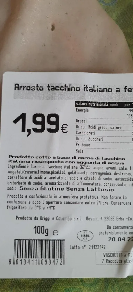 Arrosto tacchino italiano a fette