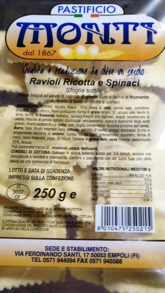ravioli ricotta e spinaci