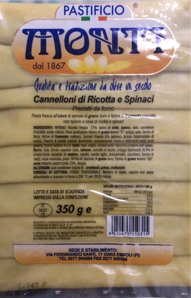 Cannelloni ricotta e spinaci