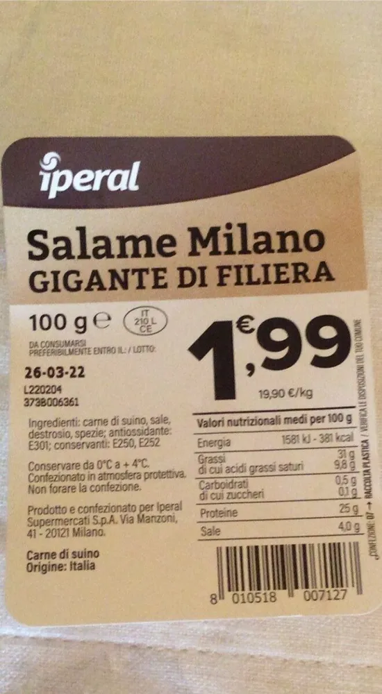 Salame milano gigante di filiera