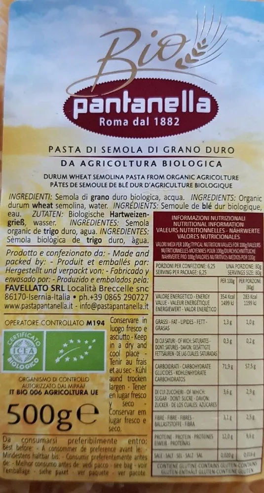 Pasta di semola di graco duro