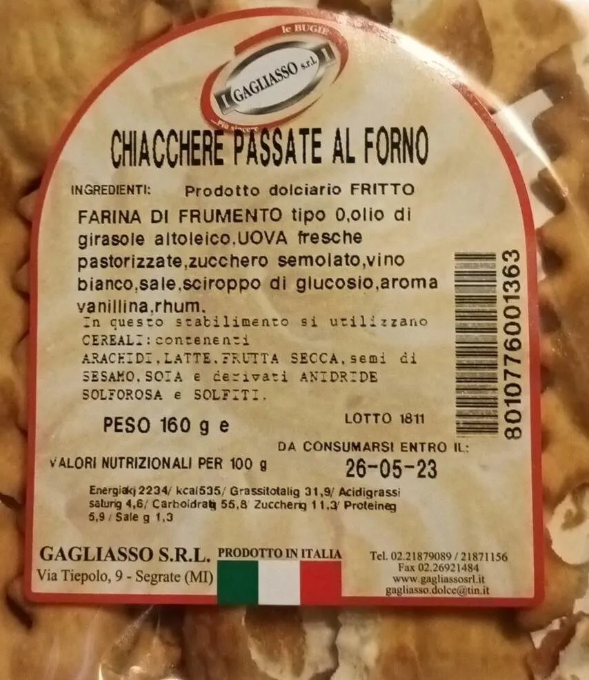 Chiacchiere passate al forno
