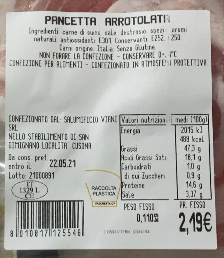 Pancetta arrotolata