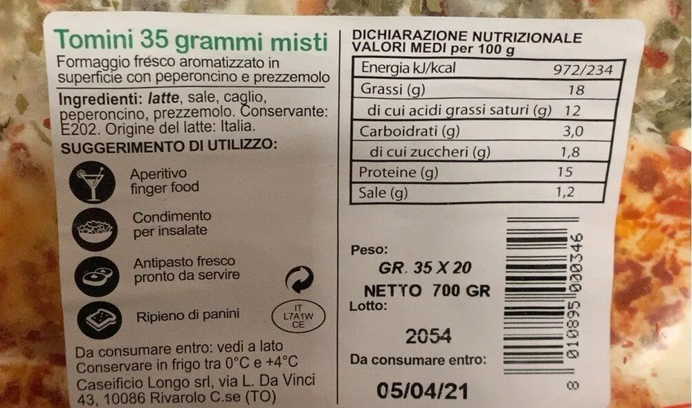 Tomini 35 grammi misti