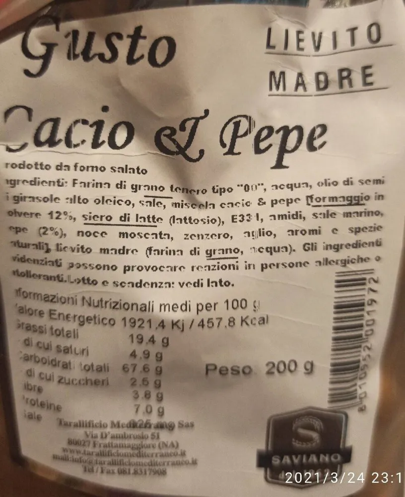 Tarallini Gusto cacio e pepe