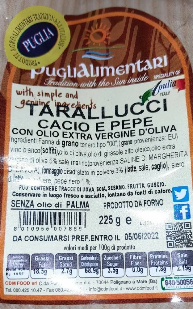 Tarallucci cacio e pepe con olio extravergine d'oliva