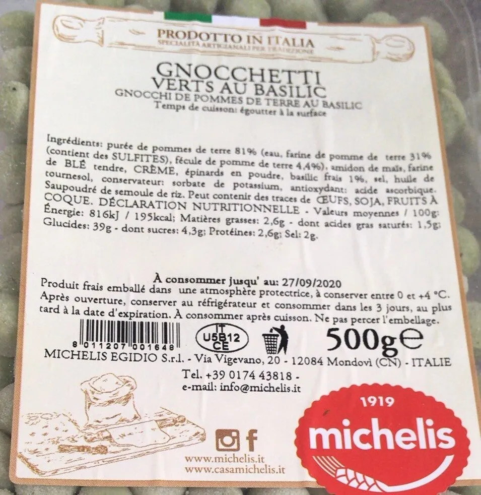 Gnocchetti verts au basilic