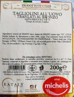 Tagliolini all'uovo trafilati al bronzo