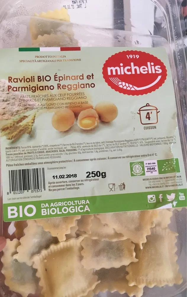 Ravioli bio epinard et parmigiano reggiano