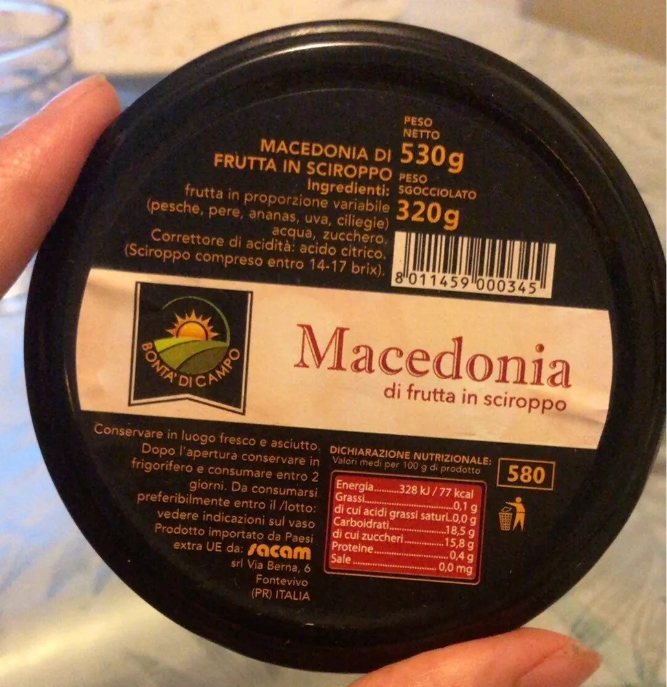 Macedonia di frutta in sciroppo