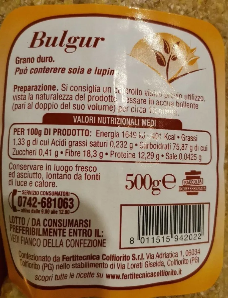 Bulgur di grano duro