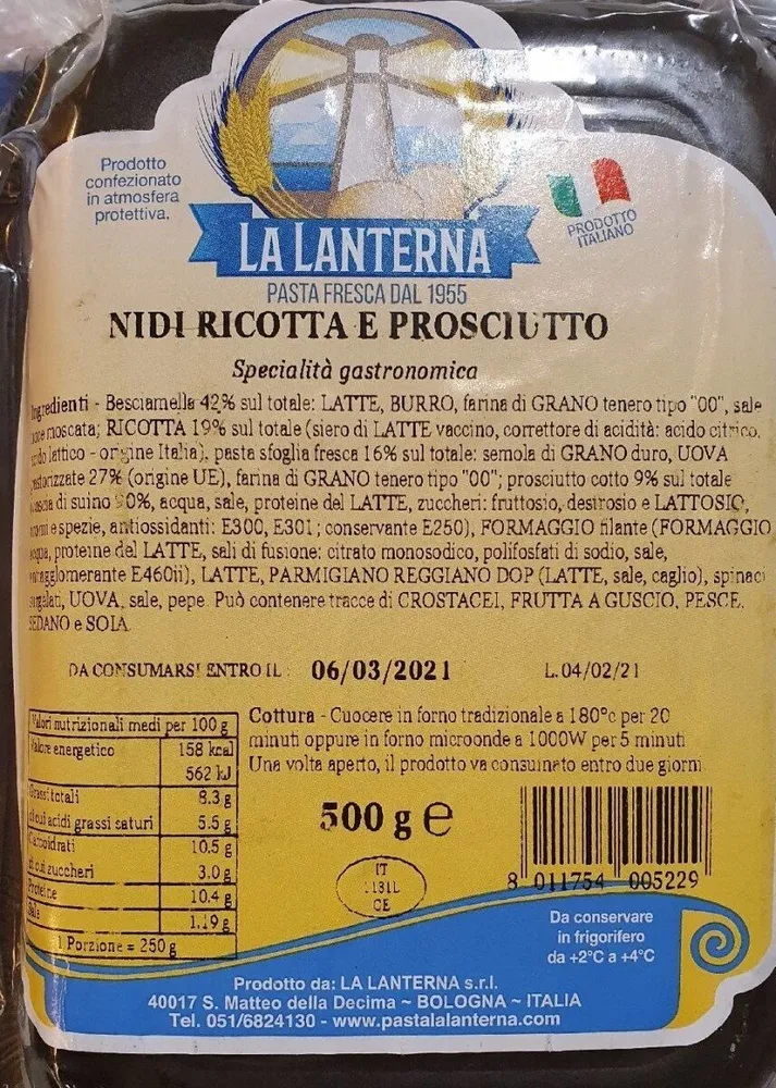 Nidi ricotta e prosciutto