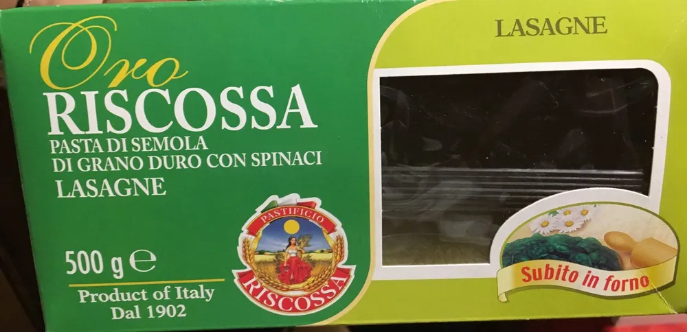 Riscossa Makaron Lazania Ze Szpinakiem