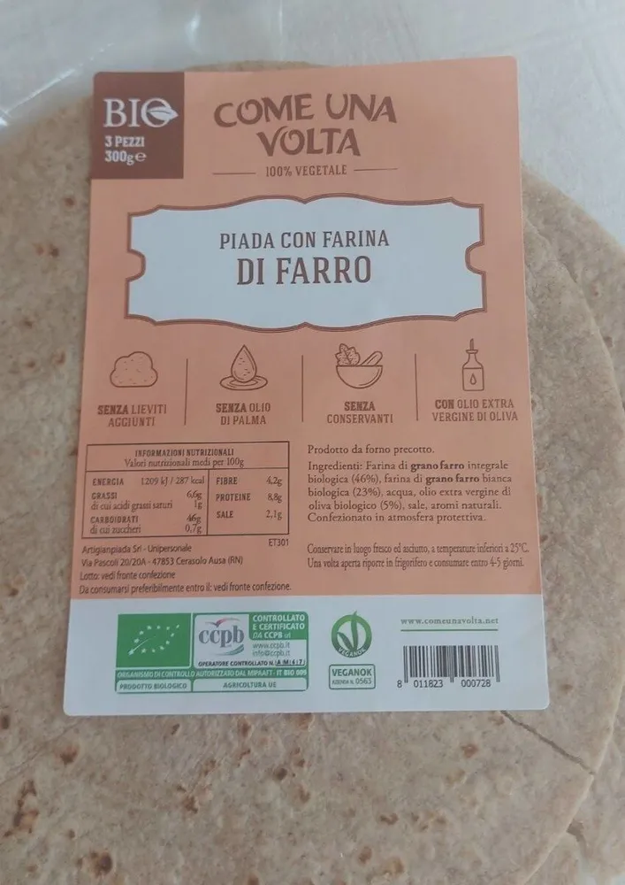 Piada con farina di farro