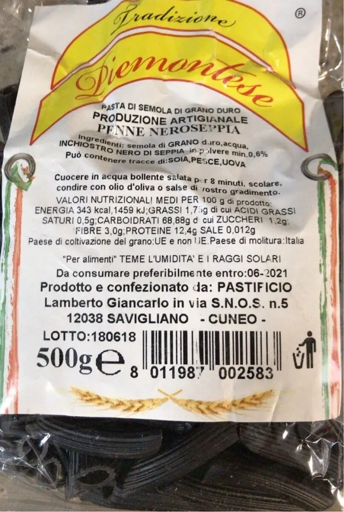 Penne nerosepia