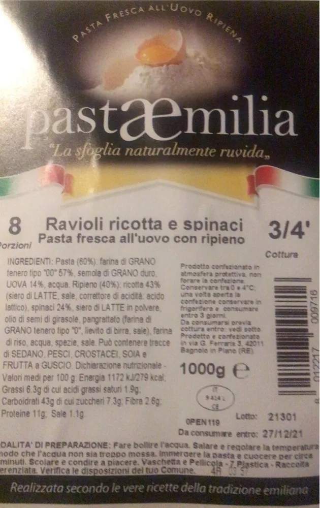 Ravioli ricotta e Spinaci