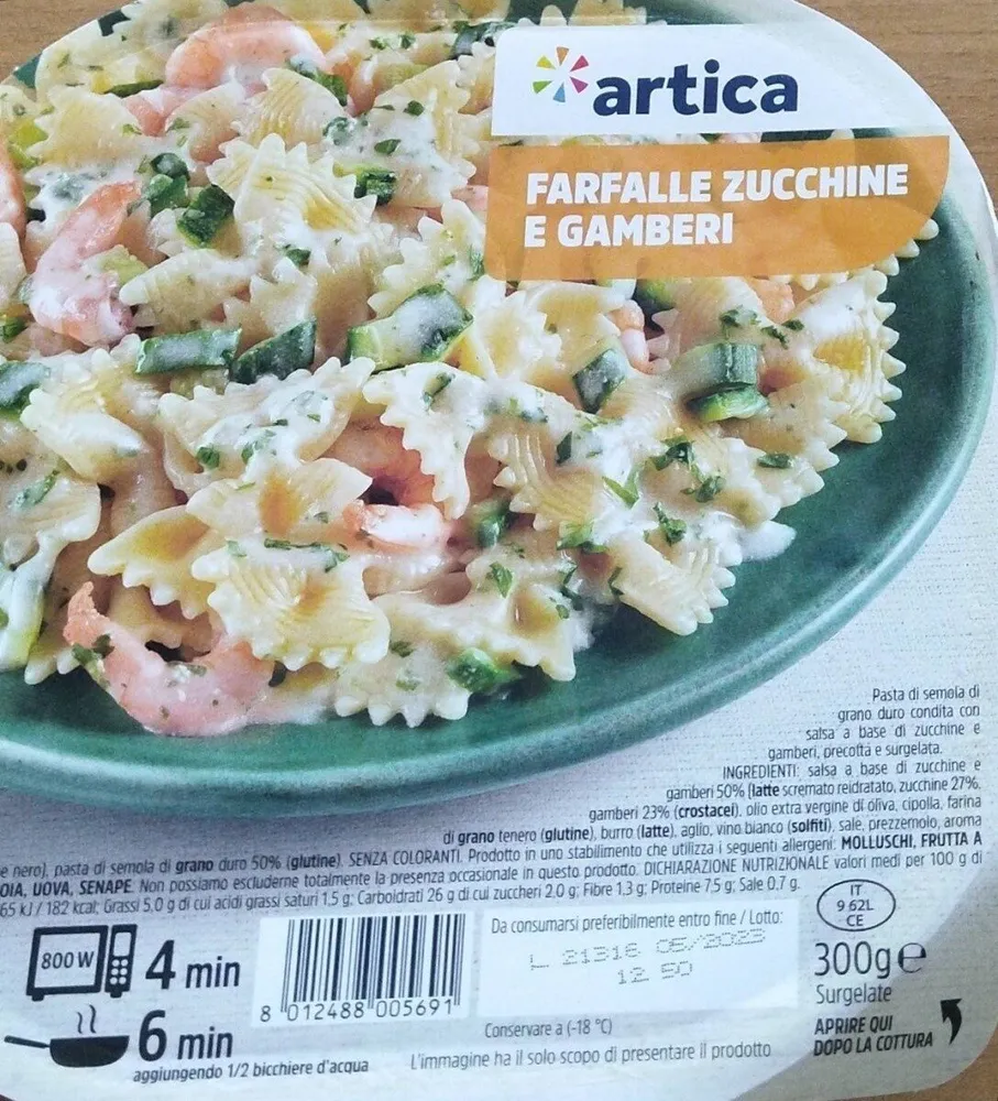 Farfalle zucchine e gamberi
