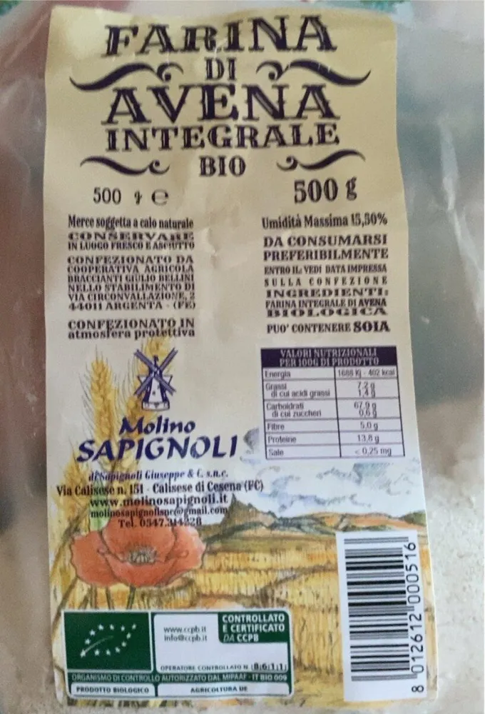 Farina di avena integrale bio