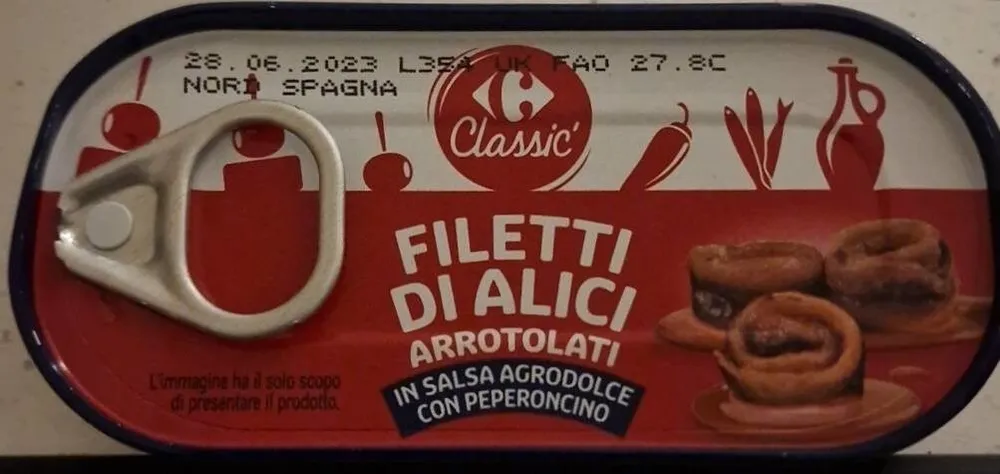 Filetti di alici arrotolati in salsa agrodolce con peperoncino