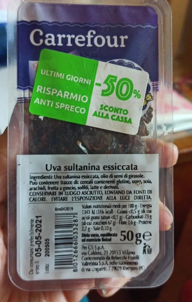 Uva sultanina essiccata