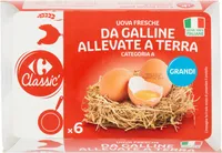 Uova fresche da galline allevate a terra categoria a grandi