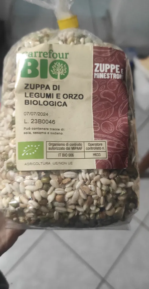 Zuppa legumi e orzo biologica