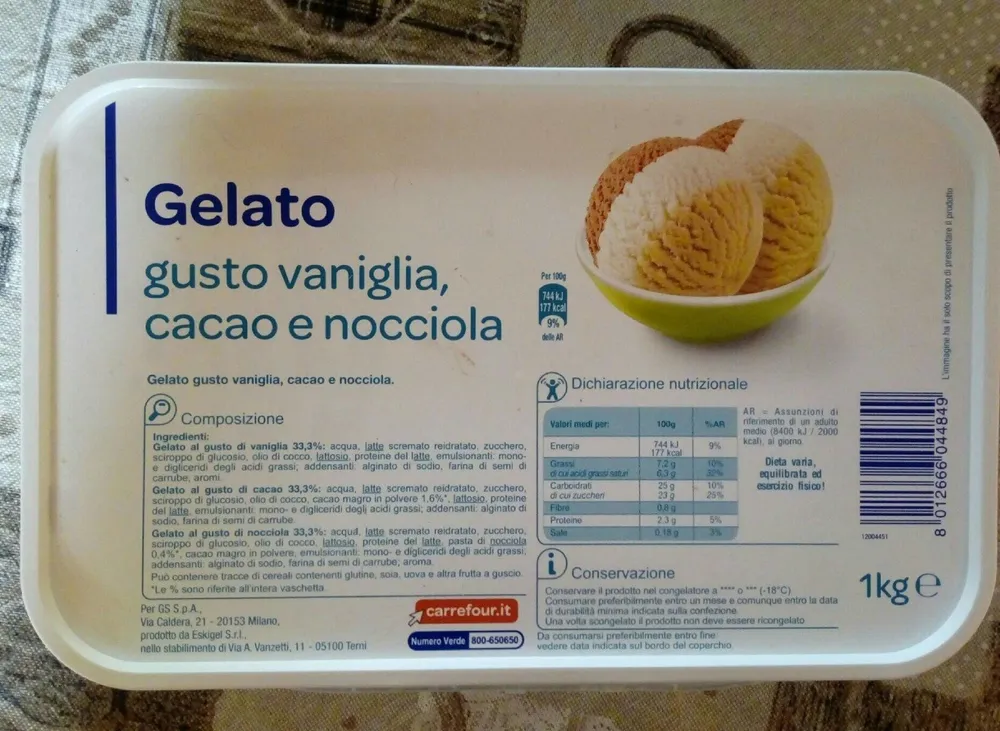 Gelato vaniglia cacao nocciola
