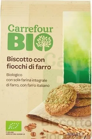 Biscotti con fiocchi di farro - Biologico - con sola farina integrale di farro, con farro italiano