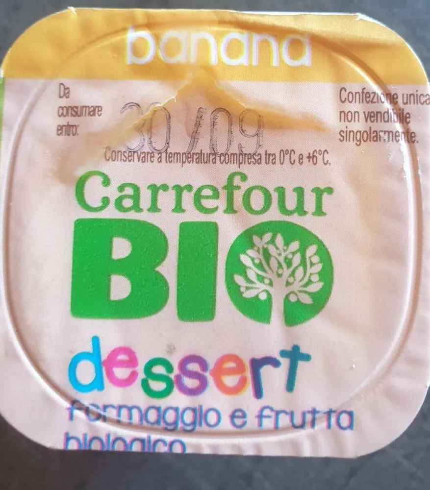Dessert formaggio e frutta biologico