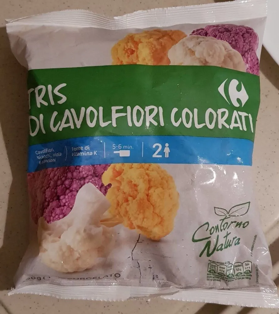 tris di cavolfiori colorati