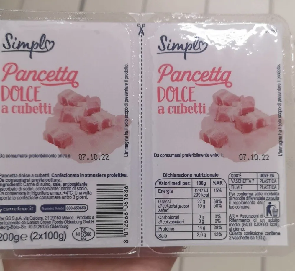 Pancetta dolce a cubetti