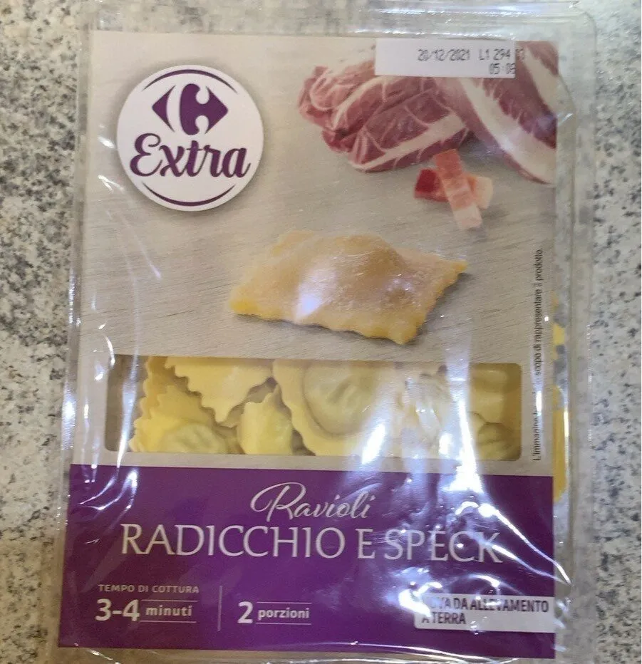 Ravioli raricchio e speck