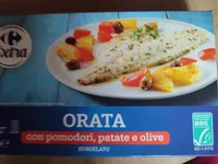 Orata con pomodori, patate e olive - surgelato