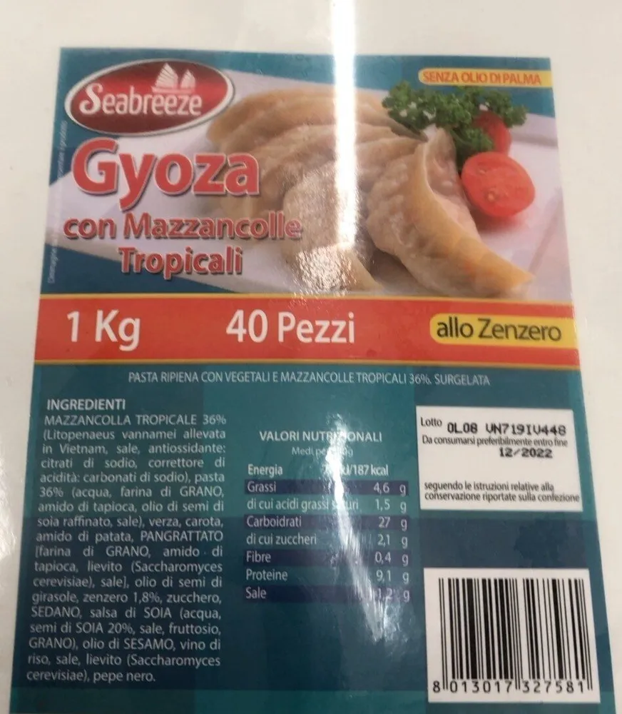 Gyoza con Mazzancolle Tropicali