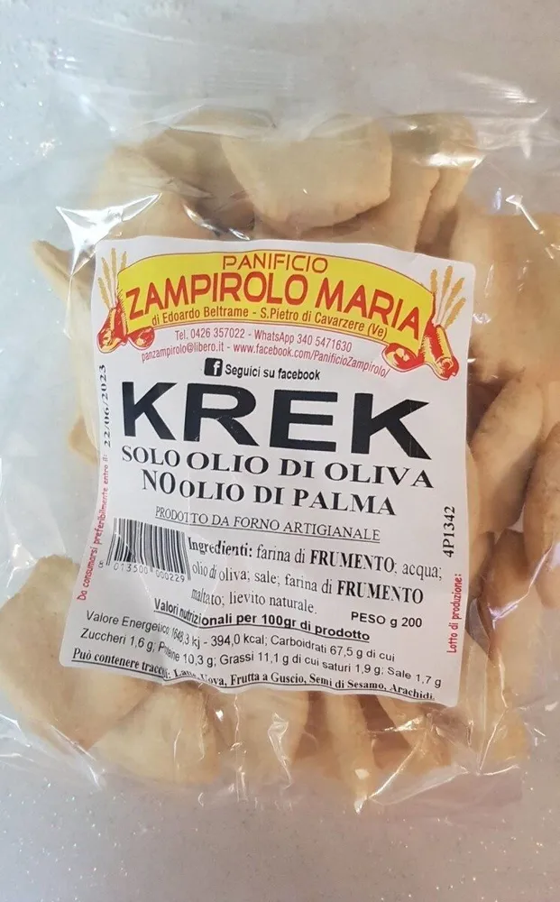 Krek solo olio di oliva no olio di palma zampirolo maria