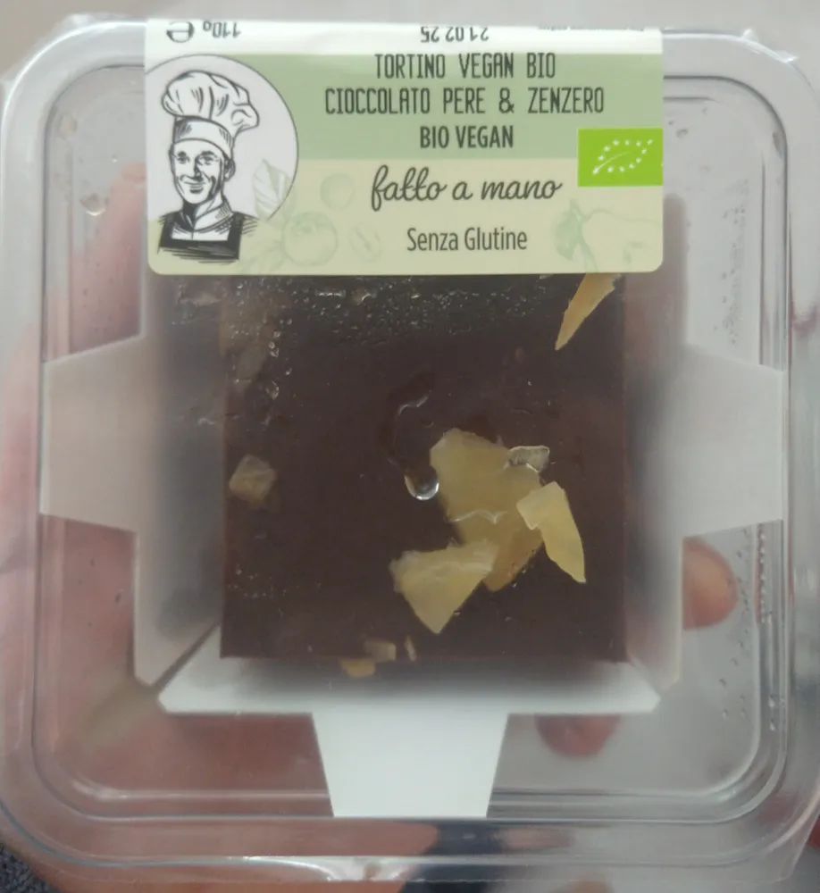 Tortino vegan bio cioccolato pere e zenzero