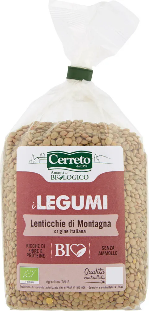 I legumi lenticchie di montagna bio
