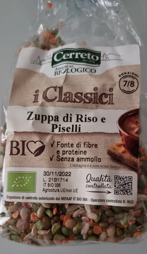 Zuppa di riso e piselli