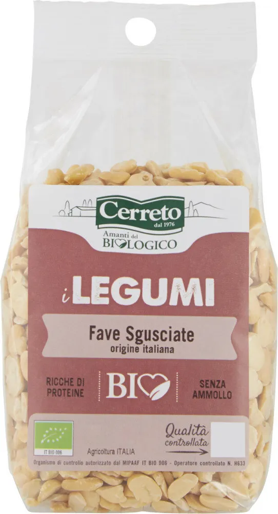 I legumi fave sgusciate bio