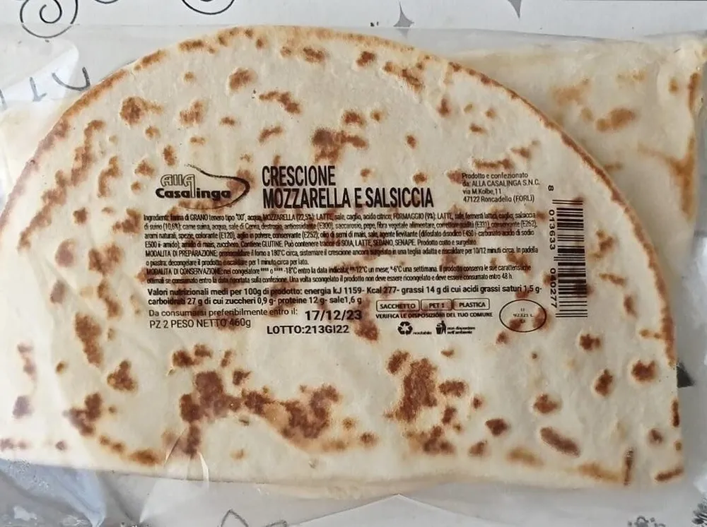 Crescione mozzarella e salsiccia