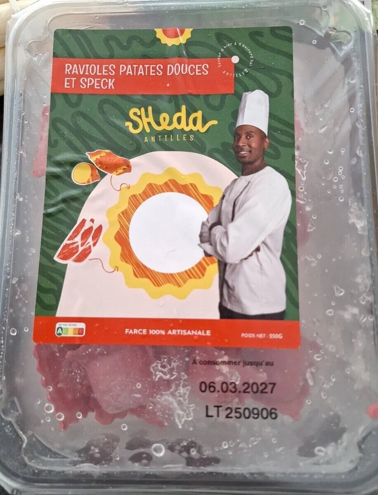 Raviolis patates douces et speck